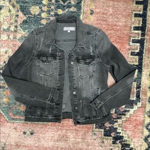 Black distressed denim jacket